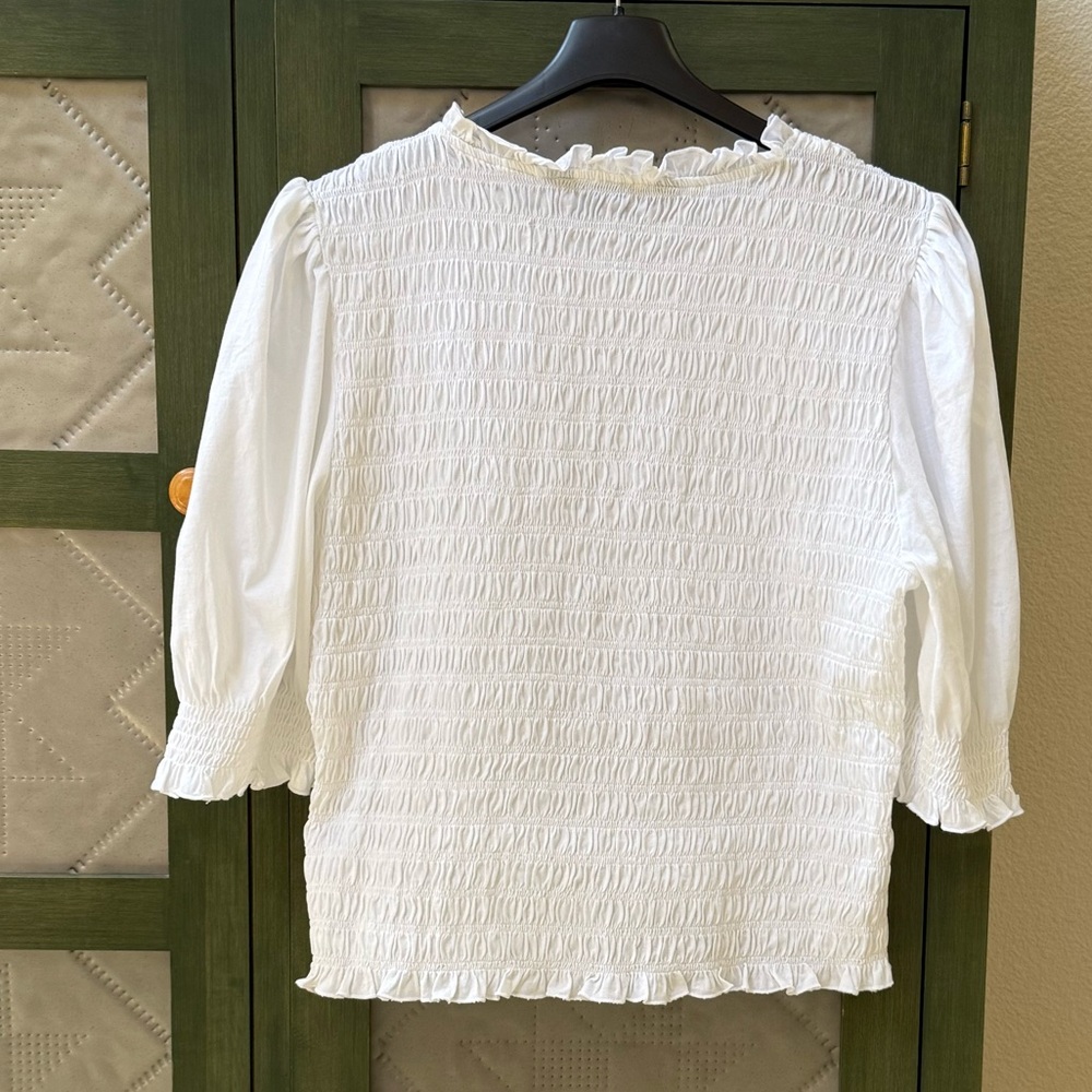 Veronica Beard Langston Smocked Top - Picture 3 of 7